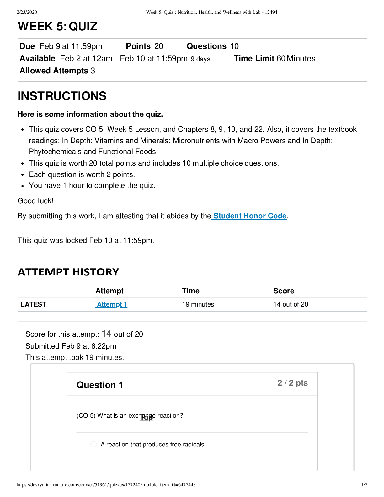 Preview image for Week 5 Quiz SCI 228 (Q&A)